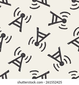 Doodle Base station seamless pattern background