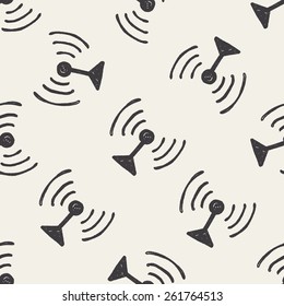 Doodle Base station seamless pattern background