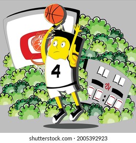doodle basket ball character background