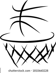 doodle basketball icon on white background