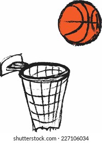 doodle basketball icon vector