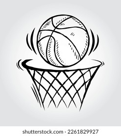 Doodle basketball  on whitebackground,vector  illustration
