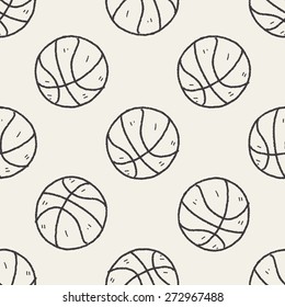 Doodle Basketball Seamless Pattern Background