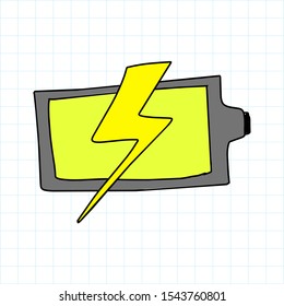 doodle battery Charging icon, vector
