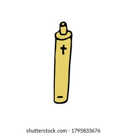 Icono de la batería Doodle. Tema ecológico. Batería de oro vectorial y batería negra. Baterías de cilindros aislados.ilustración de problemas ambientales.Dodle de ecología dibujado a mano con batería