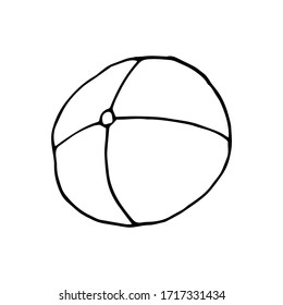 Doodle beach ball. hand drawn of a beach ball isolated on a white background. Vector illustration sticker, icon, design element