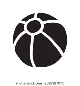 Doodle beach ball icon hand drawn in flat style. Vector illustration isolated on white background