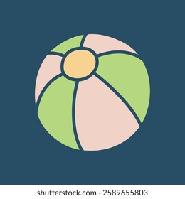 Doodle beach ball icon hand drawn in a modern minimalistic style and colored