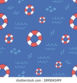 Doodle beach ball seamless pattern. hand drawn background. Vector illustration