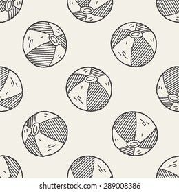 Doodle Beach Ball Seamless Pattern Background