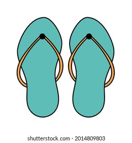 Doodle beach flip flops. Summer shoes. Simple illustration isolated on white background. Summer icon