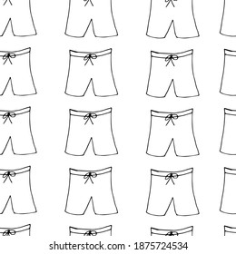 Doodle Beach Shorts seamless pattern. hand drawn background. Vector illustration