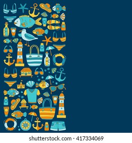 Doodle beach and Travel icons Hand drawn picture