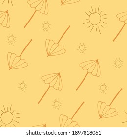 Doodle beach umbrella seamless pattern. hand drawn background. Vector illustration