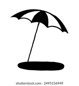 Doodle Beach Umbrella sketch. Hand drawn beach graphic symbol isolated on white background