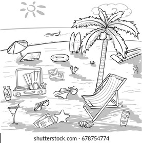 Doodle Beach Vacation Concept