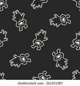 Doodle Bear Doll seamless pattern background