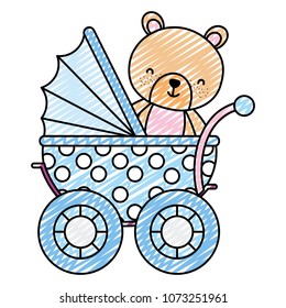 doodle bear teddy animal inside baby stroller