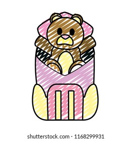 doodle bear teddy toy inside backpack style