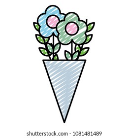 doodle beautiful bouquet natural flowers style