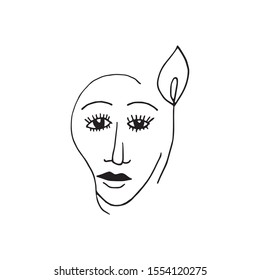 Doodle beautiful woman face. International Women's Day. Vector illustration for card, poster, modern design. Feminism concept.