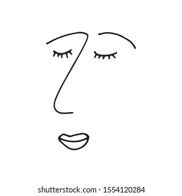 Doodle beautiful woman face. International Women's Day. Vector illustration for card, poster, modern design. Feminism concept.