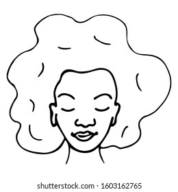 Doodle beautiful woman face. International Women's Day, Mother's Day. Vector illustration for card, poster, postcard, print, invitation, wedding. Female design concept. White background.Line art