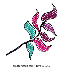 doodle beauty branch exotic leaves style