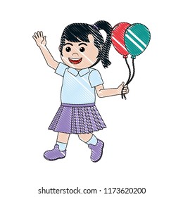 doodle beauty girl with nice balloons design