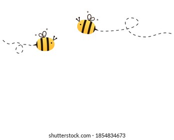 Icono de dibujos animados de abejas Doodle aislado en ilustración vectorial de fondo blanco. 