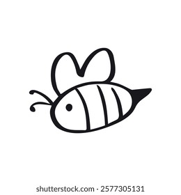 Doodle Bee Icon, line hand drawn honey symbol vector design. Great for mobile app, web, game, etc