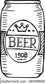 Doodle of beer can vector
