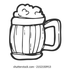 Doodle Beer Mug. Glas of beer. Pint of ale. Vector sketch