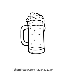 Doodle beer mugs. Hand drawn element for web design, stationery, poster, flyer, logo