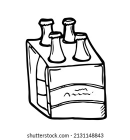 Beer Doodle en caja. Esbozo vectorial