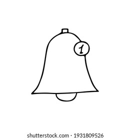 Doodle bell illustration in vector. Hand drawn bell illustration. Isolated doodle icon of bell