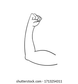 doodle Biceps vectorial aislado emoji gesture ilustración plana. Caricatura de emoticonos musculares