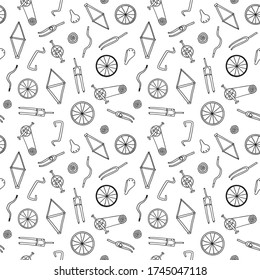 Piezas de bicicleta Doodle sin soldadura, incluyendo ruedas, marco, cadena de albarda, tenedor, manillar, trenecito.