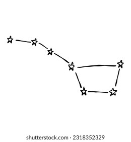 Doodle Big Dipper Constellation. Hand Drawn Illustration