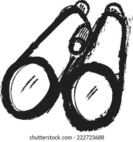 doodle binoculars vector