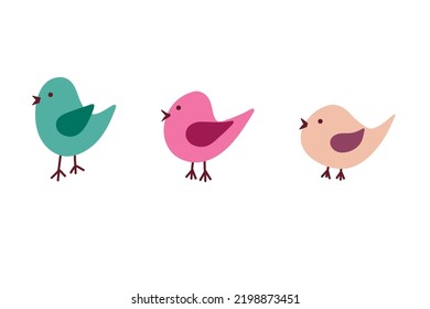 Doodle bird. Hand drawn little simple chick. Stock vector illustration on a white background.