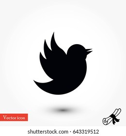 Doodle bird icon, flat design 