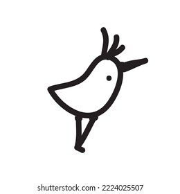 Doodle bird illustration. Funny bird logo