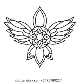 Ilustración vectorial de mandala de pájaro Doodle en fondo blanco