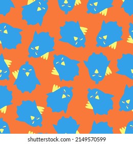 Doodle bird seamless pattern. Collection of flat hand drawn peacock. Cute background for textile print, wrapping paper. Vector illustration.