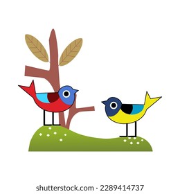 doodle birds pattern  Nature art background invitation card template in vintage style.vector