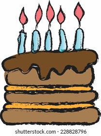 doodle birthday cake vector