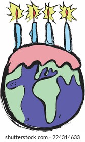 doodle birthday planet earth