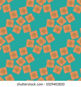 Doodle bisquit cookie or cracker background. Cookie seamless pattern