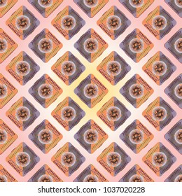 Doodle bisquit cookie or cracker background. Cookie seamless pattern